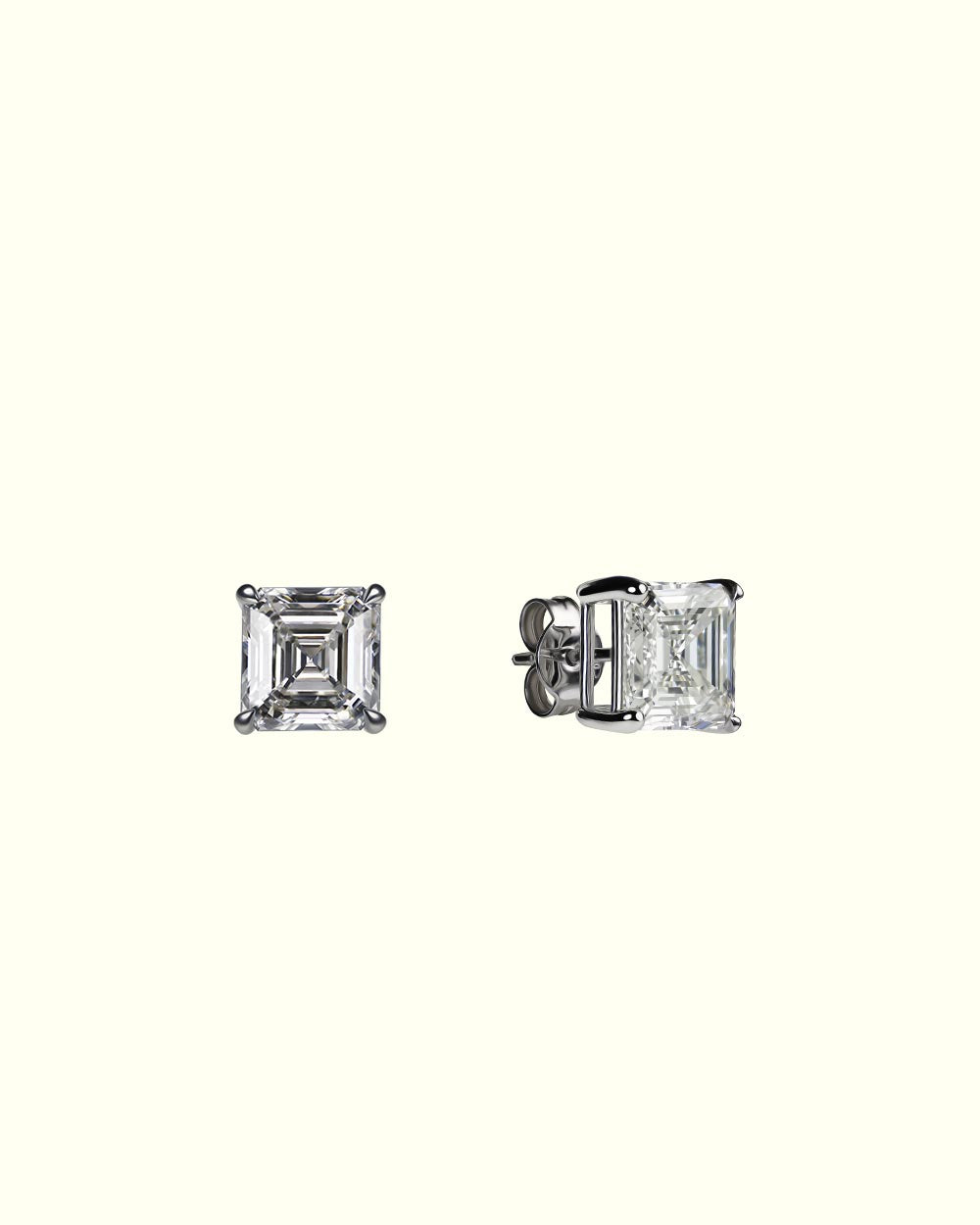 Luce stud earrings with emerald cut diamonds