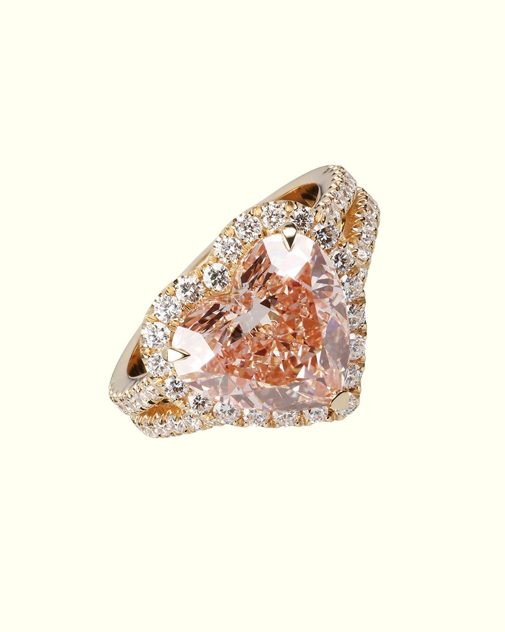 Chromia fancy pink heart shaped ring