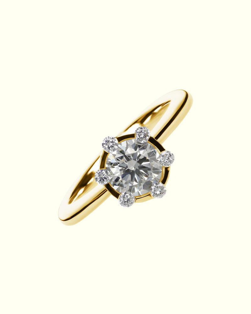 Diamantový prsten Luce Crown – žluté zlato